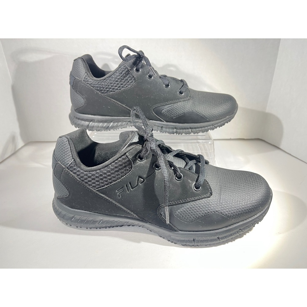 Fila Work Shoes Men 8 Black Memory Foam Slip Resistant Sneakers 1LM00159-001